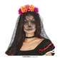 Halloween flower veil headband, black/orange