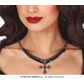 Cross necklace with black stones