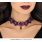Lilac and black embroidered choker