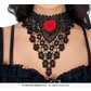 Red rose embroidered choker