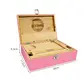 Wise skies bamboo pink wooden rolling box