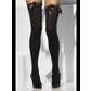 Opaque hold ups black with bow 