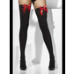 Opaque hold-up stockings, black with red bows