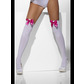 Opaque hold-up stockings, white with pink bows