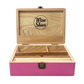 Wise skies pink wooden rolling box large