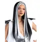 Madame monster wig, black, with white streaks