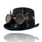 Black top hat & bronze spike goggles 