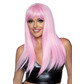 Long straight wig, baby pink