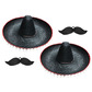 2 black mexican hat & 2 bendable moustache