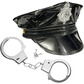 Leather look police hat & cuffs bundle