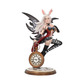 Rabbit and clock wonderland fairy statue 20cm