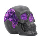 Geode skull black purple gothic glitter skull figurine 17cm