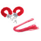 Red fluffy handcuffs & red whip