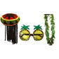 Rasta hat, pineapple glasses & leaf garland bundle