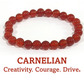 8mm beaded crystal stone bracelet - carnelian