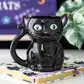 Cute and creepy black cat mug