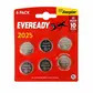 Energizer eveready cr2025 3v lithium coin batteries 6 pack