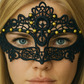 Lace mask with gold beads