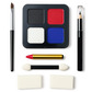 Clown face paint set with 4 colors, crayon, pencil, brushes & sponges