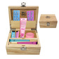 Pink blue wooden rolling box set 