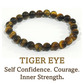 8mm beaded crystal stone bracelet - tiger eye