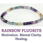 4mm cube cut crystal stone bracelet - rainbow fluorite