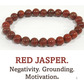 8mm beaded crystal stone bracelet - red jasper