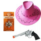 Pink cowboiy hat, badge and gun bundle