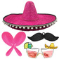 Pink mexican party sombrero set