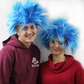 2x spikey blue character wigs