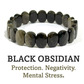 Cut crystal stone bracelet - black obsidian 