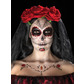 Day of the dead face tattoo transfers kit, red & black