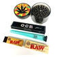 Ocb premium rolling paper and grinder set