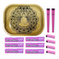 Wise skies pink golden flower rolling tray set