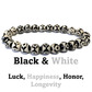 Beaded 3 eye crystal stone bracelet - black white