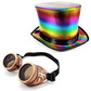 Rainbow top hat & bronze retro goggles