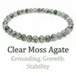  6mm beaded crystal stone bracelet - clear moss agate