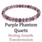 6mm beaded crystal stone bracelet - purple phantom quartz