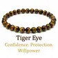6mm beaded crystal stone bracelet - tiger eye