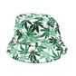 Bucket hat - white with green leaves