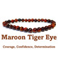 6mm beaded crystal stone bracelet - maroon tiger eye