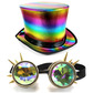 Rainbow top hat & gold holo goggles