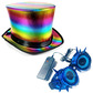 Rainbow top hat & blue led goggles