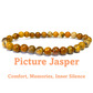 6mm beaded crystal stone bracelet - picture jasper