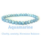 6mm beaded crystal stone bracelet - aquamarine