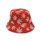 Bucket hat - red with white leaves