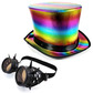 Rainbow top hat & black spike goggles