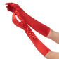 Red satin long gloves