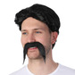 Black disco wig and tash