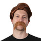 Brown disco wig and tash